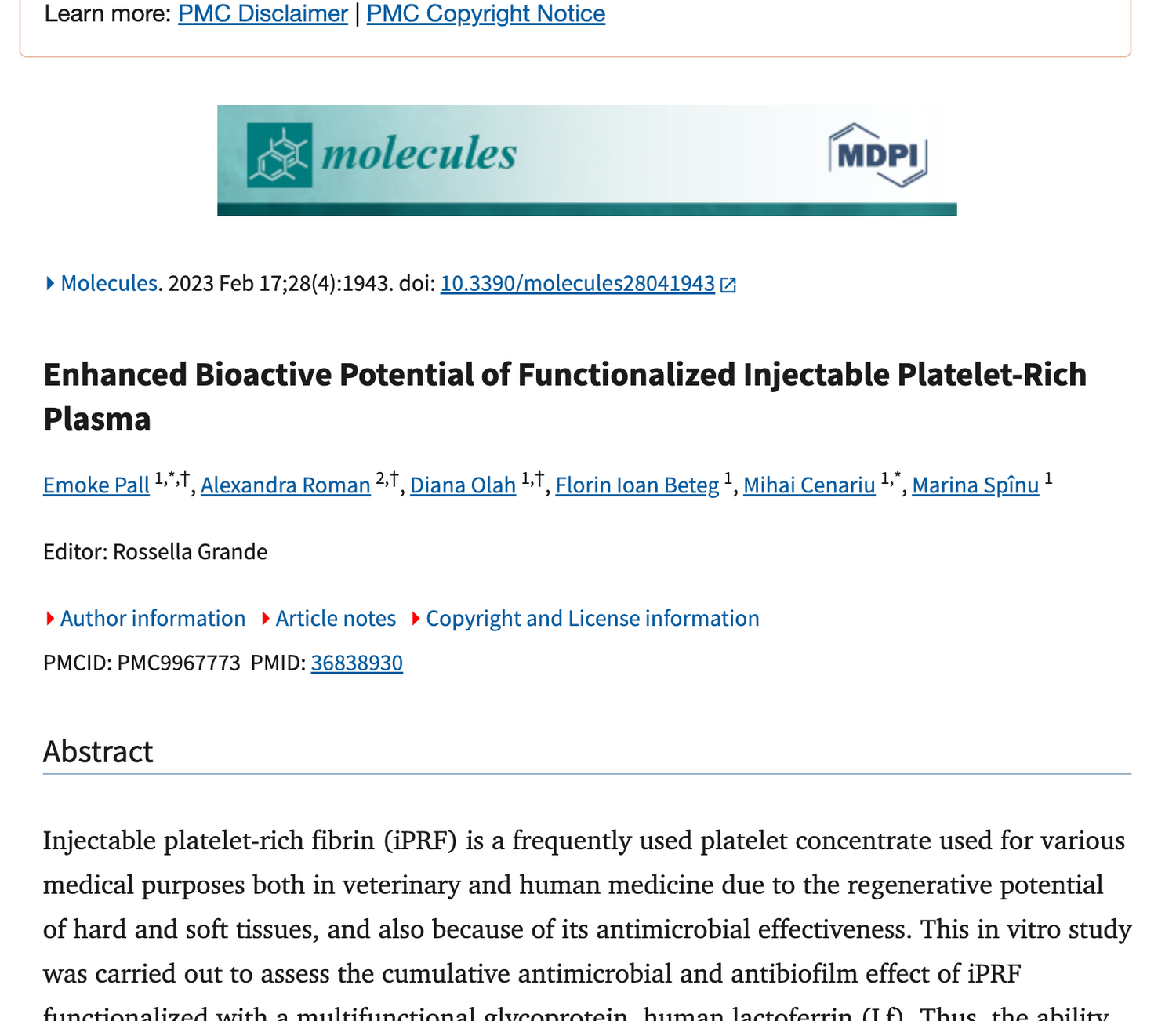 Enhanced Bioactive Potential of Functionalized Injectable Platelet-Rich Plasma