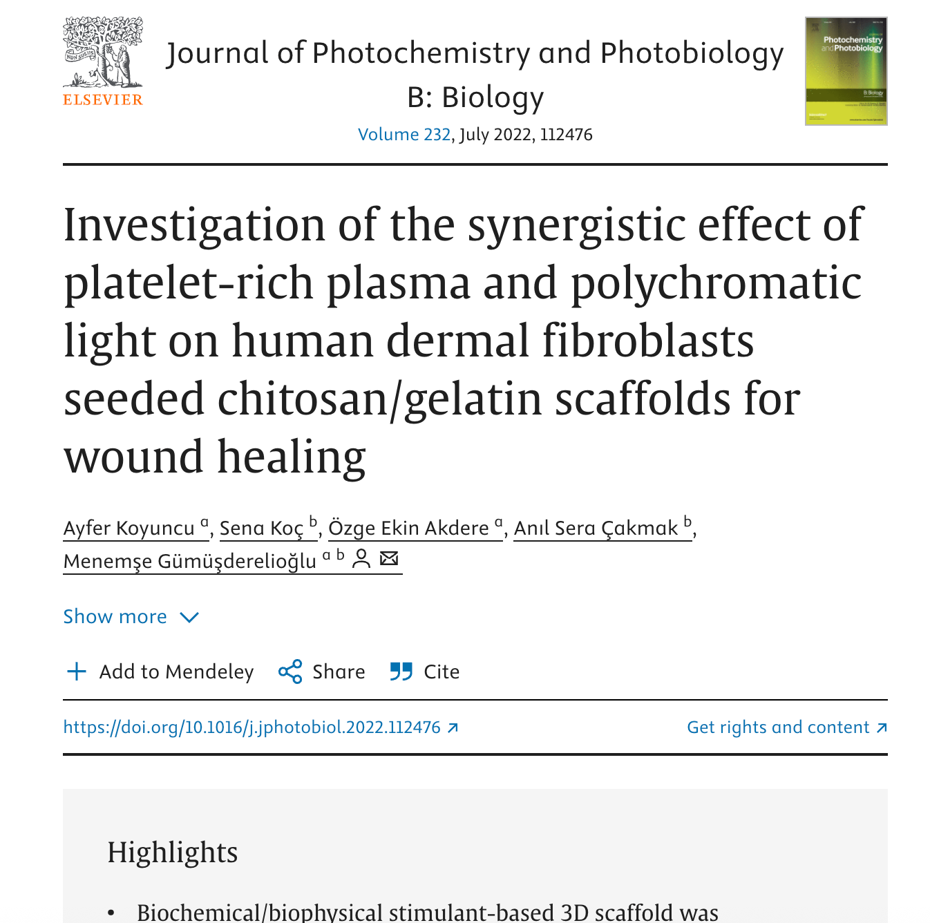 Investigation of the synergistic effect of platelet-rich plasma and polychromatic light on human dermal fibroblasts seeded chitosan/gelatin scaffolds for wound healing