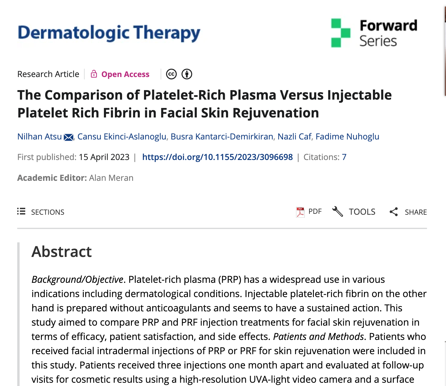The Comparison of Platelet-RichPlasma Versus Injectable Platelet Rich Fibrin in Facial Skin Rejuvenation